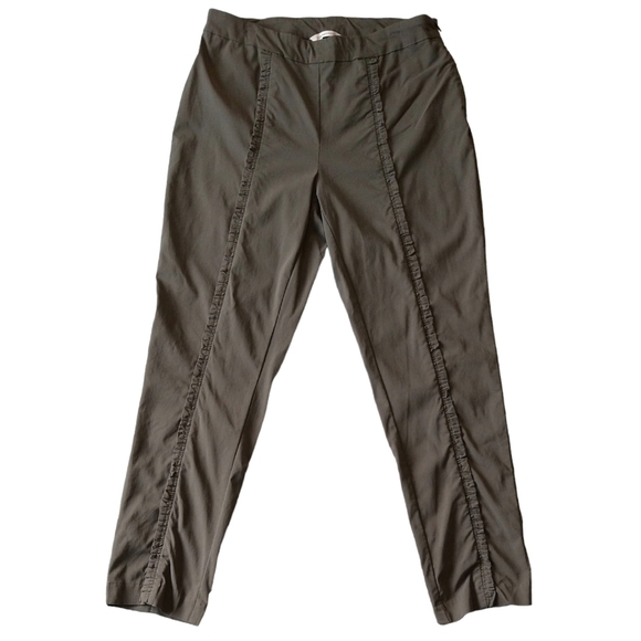 Soft Surroundings Brown Ruffle Seam Stretch Side Zipper Skinny Dress Pants - Picture 1 of 10